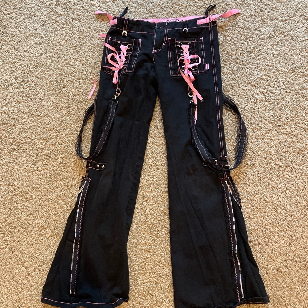 TRIPP NYC PINK RIBBON FLARED PANTS